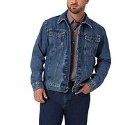 Wrangler Giacca da uomo in denim sfoderata con taglio cowboy, Stonewash, Large