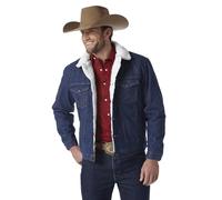 Wrangler Giacca in denim da uomo 74255pw, taglio cowboy, foderata, confezione da 1, Denim/Sherpa rustico, S
