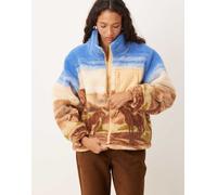 Wrangler - Giacca in pile borg con stampa di paesaggio western-Multicolore L