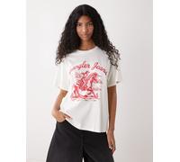 Wrangler - Girlfriend - T-shirt bianco sporco con stampa rossa-Rosso M