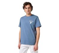 Wrangler - T-shirt comoda blu crepuscolare con stampa "Surf Club" sul retro M