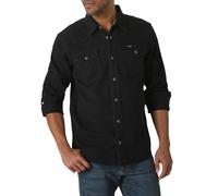 Wrangler Iconic Regular Fit Snap Shirt Camicia Button-Down, Denim Nero, L Uomo