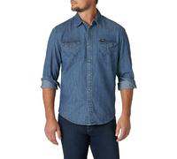 Wrangler Iconic Regular Fit Snap Shirt Camicia Button-Down, Denim Tinta Media, M Uomo