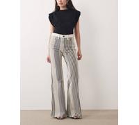 Wrangler - Jeans a zampa anni '70 blu e crema a righe W29 L32