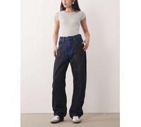 Wrangler - Jeans bombati con toppe lavaggio nero e blu medio W31 L32