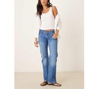 Wrangler - Jeans dritti a vita bassa stile cowboy blu laguna W32 L32