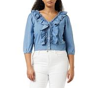 Wrangler Western Frill Blouse Maglietta, Light Stonewash, S Donna