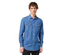 Wrangler Maglietta LS Western, Barrel Blue, M Uomo