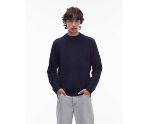 Wrangler - Maglione lavorato a trecce blu navy L