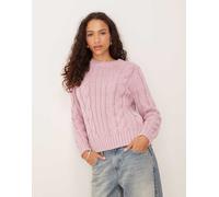 Wrangler - Maglione lavorato a trecce rosa chiaro M