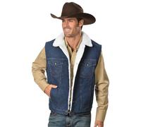 Wrangler Men's Sherpa Lined Denim Vest, Denim/Sherpa, Medium