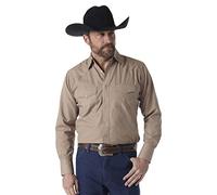 Wrangler Men's Sport Western Snap Shirt Dobby Stripe, Dark Tan, X-Large