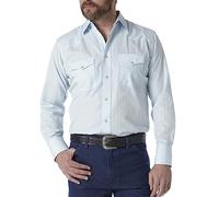 Wrangler Men's Sport Western Two Pocket Long Sleeve Snap Shirt, Light Blue, L