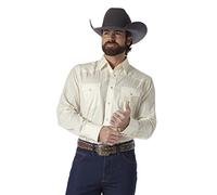 Wrangler Men's Tall Sport Western Snap Shirt Dobby Stripe, Light Tan, 2X - Large Tall
