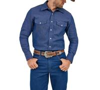Wrangler Ms71419 - Maglietta a Maniche Lunghe da Cowboy con Due Tasche, con Chiusura a Scatto, Superficie Fissa (Confezione da 1), Indaco, M