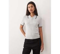 Wrangler - Polo grigia e nera con zip corta-Grigio XS