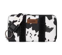 Wrangler Portafoglio a grandezza naturale per le donne Western Aztec Clutch Portafoglio da polso con porta carte di credito LG-WG133-W006BK, Stampa X-Cow Nero, Taglia unica, Alla moda