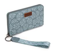 Wrangler Portafoglio da donna con laccetto da polso, borsa lunga, grande capacità, Blu margherita tinta unita, occidentale