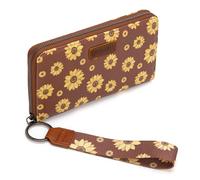 Wrangler Portafoglio da donna con laccetto da polso, borsa lunga, grande capacità, Margherita-Marrone, occidentale