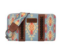 Wrangler Portafoglio da donna in stile occidentale azteco, pochette da polso con porta carte di credito, Azzurro chiaro, Taglia unica, Alla moda