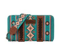 Wrangler Portafoglio da donna in stile occidentale azteco pochette portafoglio con porta carte di credito, turchese, taglia unica, alla moda