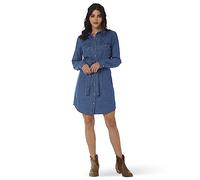 Wrangler Retro Long Sleeve Western Denim Snap Dress Vestito Casual, M Donna