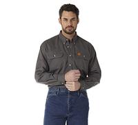 Wrangler Riggs Workwear Men's FR Flame Resistant Long Sleeve Two Pocket Work Shirt, Slate Grey, Large