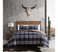 Wrangler - Set copripiumino king size, set di biancheria da letto reversibile con federe abbinate, arredamento casual per la casa (City Flats Plaid blu, King)