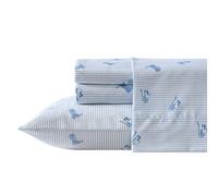 Wrangler - Set di lenzuola, biancheria da letto traspirante e resistente alle pieghe, con federa coordinata, ispirata a Yellowstone, completamente elasticizzata (Cowboy gessato blu, doppio)