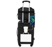 Wrangler Smart Luggage Set with Cup Holder, USB Port and Phone Holder, Black, 2 Piece Set