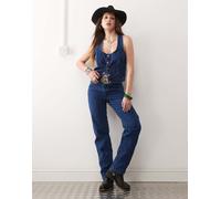 Wrangler - Sunset - Mom jeans blu scuro con stampa in coordinato W29 L30