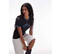 Wrangler - T-shirt blu navy con scritta “Cowboy” e bordi a contrasto XL