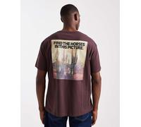 Wrangler - T-shirt marrone vintage con logo sul petto S