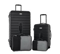 Wrangler Tall Trunk Luggage 4 Piece Set, Black