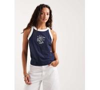 Wrangler - Top senza maniche bianco e blu navy con bordi a contrasto-Multicolore S
