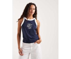 Wrangler - Top senza maniche bianco e blu navy con bordi a contrasto-Multicolore S