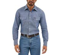 Wrangler Western, camicia da lavoro a maniche lunghe, con finitura lavata, da uomo - Blu - 18" Collo 35" Manica