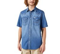 WRANGLER Western Camicia Jeans Uomo Denim Casual Originale