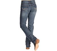 Wrangler Western Mid Rise Stretch Straight Leg Jean Jeans, Indaco Scuro, 45 Donna