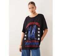 Wrangler x Lainey Wilson - T-Shirt nera oversize con stampa frontale di cowboy-Nero S