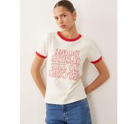 Wrangler x Stranger Things - T-shirt bianca con bordi a contrasto con grafica "Upside Down"-Bianco S