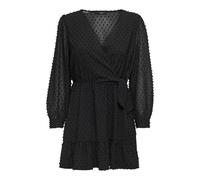 ONLY Onltiva L/S Dobby Fake Wrap Dress Wvn Mini Abito, Nero, S Donna