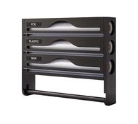 Wrap Organizer with Cutter | Wrap Dispenser with Cutter and Labels | Multi-funzionale Space Saving Container Storage Organization Holder for Apartment Home Fridge Pantry Wall Cabinet