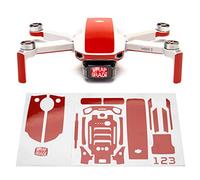 WRAPGRADE Skin Set di Adesivi Compatibile con DJI Mini 2 | Colore di accento (SUPER RED)