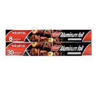 WRAPOK 2 x Alluminio Rotolo Cucina Non Stick Catering Foil in Resistente Teglia da Forno Combinazione per Arrostire il Barbecue, 30 cm x 30 me 30 cm x 8 m