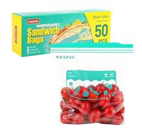 WRAPOK Sacchetti medi per congelatore con chiusura lampo, richiudibili, in plastica, per cucina, 20 x 18 cm, 50 pezzi