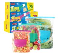 WRAPOK Sacchetti per congelatore con chiusura a zip, grande borsa per alimenti, in plastica, riutilizzabile, per la cucina