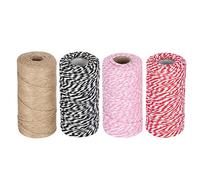 Wrapping String Rope Twisted Cotton Baker Twine Cord Soft Durable DIY Craft Hand Made Supplies for Gift Packaging Wedding Decoration Gardening Projects Natural Color Black White