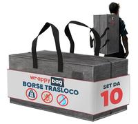 Wrappybag Borse Trasloco Resistenti XXL in Set da 10 - Ideali come Sacchi per Trasloco e Borse Salvaspazio - Idrorepellenti e con Maniglie Rinforzate - Per Vestiti e Biancheria - 76x36x38 cmpè