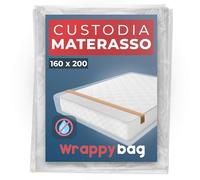 Wrappybag - Sacco Protettivo per Materasso in Plastica - Copertura Impermeabile per Trasloco, Magazzinaggio e Trasporto - Matrimoniale - 160x200 cm